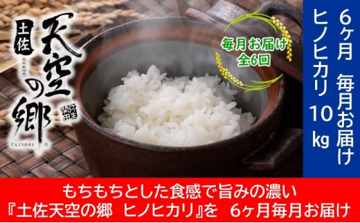 農林水産省の「つなぐ棚田遺産」に選ばれた棚田で育てられた 土佐天空の郷 ヒノヒカリ 10kg 定期便  毎月お届け　全6回