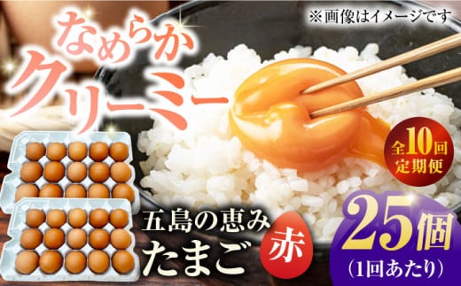 【10回定期便】【お得な箱入り】五島の恵みたまご M〜Lサイズ 25個入 / 卵 赤玉子 五島市 / 五島列島大石養鶏場 [PFQ047] 1355317 - 長崎県五島市