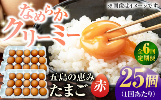 【6回定期便】【お得な箱入り】五島の恵みたまご M〜Lサイズ 25個入 / 卵 赤玉子 五島市 / 五島列島大石養鶏場 [PFQ046] 1355316 - 長崎県五島市