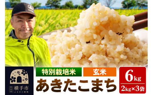 秋田県 横手市 【玄米】令和6年産 秋田県産 特別栽培米 あきたこまち 6kg（2kg×3袋） 1498499 - 秋田県横手市