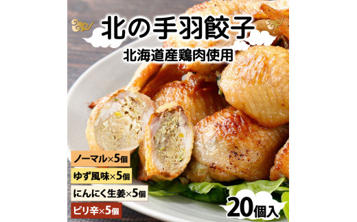 北海道産鶏肉を使った手羽先餃子【北の手羽ぎょうざ】20個セット(5個×4袋)≪配送地域限定≫【53102】 1015589 - 北海道岩見沢市