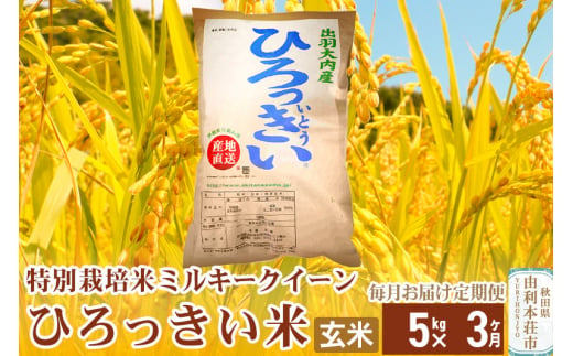 《定期便3ヶ月》【玄米】 秋田県産 ミルキークイーン 5kg 令和6年産 ひろっきい米 1422145 - 秋田県由利本荘市