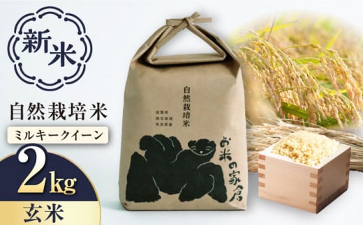 【新米：令和6年産】自然栽培 ミルキークイーン 2kg 玄米　滋賀県長浜市/株式会社お米の家倉 [AQCP001] 米 お米 玄米 新米 2kg  1453166 - 滋賀県長浜市