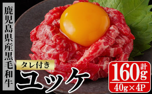 鹿児島県産 黒毛和牛 ユッケ 160g（40g×4P）タレ付き！ A4等級以上！冷凍  小分け 国産 鹿児島県産 黒毛和牛 牛肉 赤身 ユッケ【A-1679H】 1498560 - 鹿児島県いちき串木野市