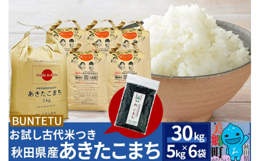 【令和6年産・白米】あきたこまち 30kg（5kg×6袋）古代米お試し袋付き 秋田県美郷町産