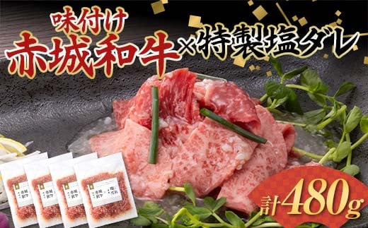 味付け赤城和牛×特製塩ダレ120g×4セット 牛 牛肉 ビーフ 肉 食品 群馬県 渋川市 F4H-0452