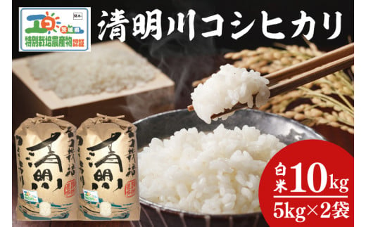 04-02 茨城県特別栽培認証 清明川コシヒカリ白米5kg×2袋【令和6年産新米】【米 おこめ こしひかり  特別栽培米 農家直送 直送 茨城県 阿見町】 699174 - 茨城県阿見町