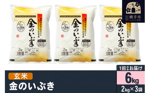 【玄米】令和6年産 金のいぶき 6kg（2kg×3袋） 1022795 - 秋田県横手市