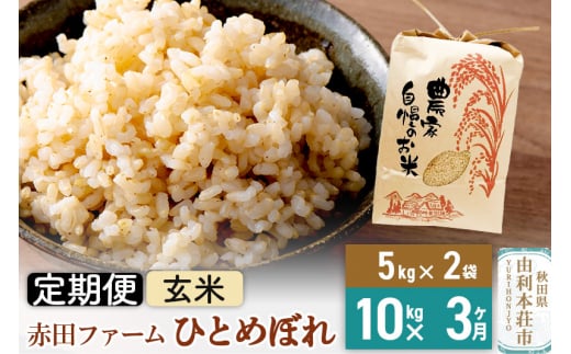 《3ヶ月定期便》令和6年産【玄米】秋田県産ひとめぼれ 10kg（5kg×2袋） 1116345 - 秋田県由利本荘市