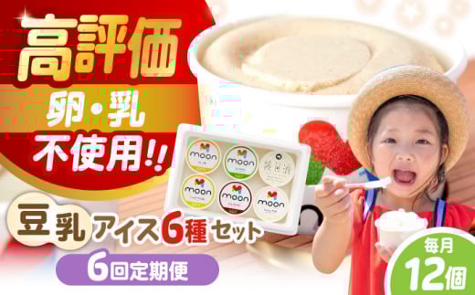 【全6回定期便】 豆乳アイス 12個セット | アイス アイスクリーム 豆乳アイス アレルギー対応 バニラアイス  スイーツ おやつ デザート 豆乳 アイス バニラ チョコアイス 抹茶 ソイラテ 甘酒 人気 おすすめ 滋賀県長浜市/ムーンフードジャパン [AQBB015] ヘルシー 濃厚 大豆 乳製品不使用 ダイエット 健康 美容 手作り ソフトクリーム アレルギー ギフト 贈答 1501321 - 滋賀県長浜市