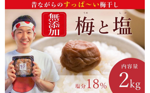 【大容量・常温保管可能 】ミネラル豊かな天日塩だけで漬けた無添加梅干し2kg／南高梅 B-404 576606 - 和歌山県みなべ町