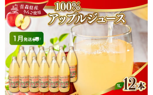 【2025年1月発送】青森県産完熟100％りんごジュース1L×12本(6本×2箱) 1064742 - 青森県五所川原市