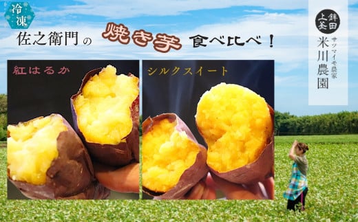 米川農園 佐之衛門 の 焼き芋 食べ比べセット[ 紅はるか (400g×2袋)×シルクスイート(400g×2袋)] 計1600g 冷凍 焼きいも 1.6kg 食べ比べ 国産