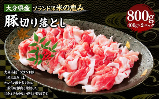 173-1174 大分県産 【米の恵み】 豚 切り落とし 800g（400g×2パック） 豚肉 小分け しゃぶしゃぶ おかず 国産 ポーク 肉 冷凍 1502319 - 大分県豊後大野市