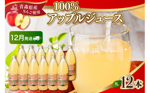 【2024年12月発送】青森県産完熟100％りんごジュース1L×12本(6本×2箱) 1064751 - 青森県五所川原市