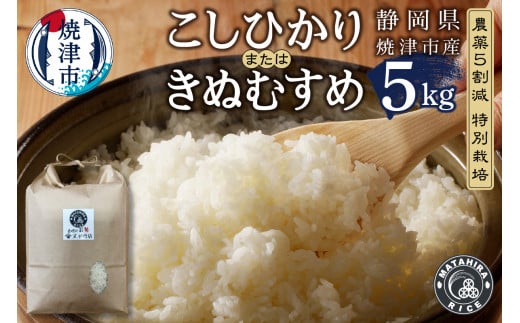 農薬5割減 特別栽培 コシヒカリ または きぬむすめ 白米5kg