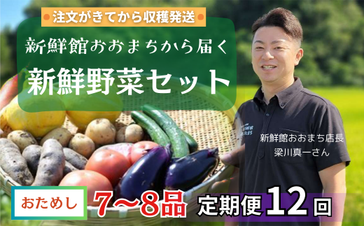 [定期便/12か月]注文が来てから収穫発送!収穫したばかりの新鮮野菜セット お試しコース [7〜8品]季節のお野菜 おまかせ お楽しみ 獲れたて産地直送 旬 鍋 冬野菜 詰め合わせ 一関市