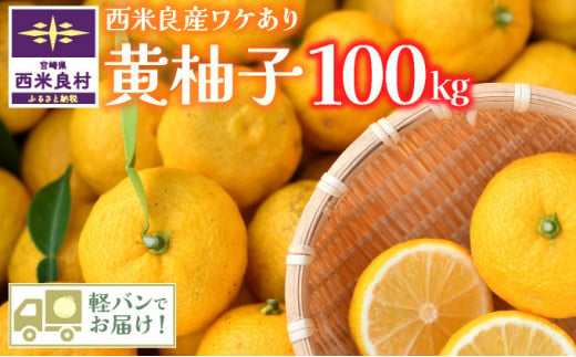 【ワケあり】黄柚子 100kg！ (軽バンでお届け)※11月より発送開始 1419194 - 宮崎県西米良村