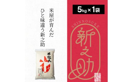  特別栽培米 新之助 5kg (5kg×1袋) 米杜氏 壱成 白米 精米 大粒 つや 光沢 弾力 芳醇 1H46012 1508356 - 新潟県阿賀野市