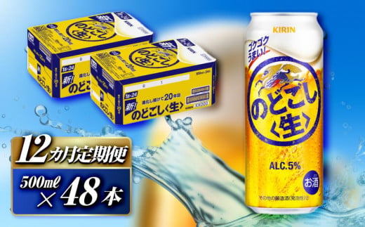 【12ヵ月定期便】キリン のどごし〈生〉500ml×48本　【 お酒 アルコール アルコール飲料 晩酌 家飲み 宅飲み 飲み会 集まり バーベキュー BBQ イベント 飲み物 缶ビール 】 1503342 - 宮城県仙台市