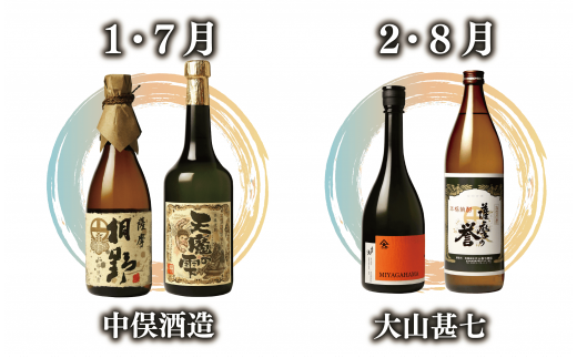 全６回定期便】指宿の焼酎蔵六蔵めぐり ほろ酔い定期便(ひご屋/Z070-1572) 焼酎 本格焼酎 本格芋焼酎 芋焼酎 いも 焼酎 芋 さつまいも  中俣酒造 大山甚七商店 白露酒造 吉永酒造 指宿酒造 田村合名 焼酎 芋 酒 アルコール 蔵元 特選 焼酎 鹿児島 焼酎 飲み比べ お試し ...