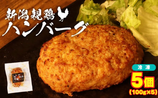 親鶏 ハンバーグ 5個 500g 100g × 5 パック 鶏肉 鶏 チキン タンパク つくね 肉 とり 精肉 ブランド鶏 おかず おつまみ  郷土食 新潟親鶏 新潟産 新発田産 マルコ岩村 新潟県 新発田市 1511430 - 新潟県新発田市