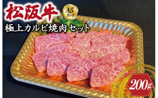 特選A5 松阪牛 職人カットの極上カルビ 焼肉セット 自家製タレ付き（200g）【焼肉和牛料理　金竹】お取り寄せ 送料無料 肉 牛 牛肉 和牛 ブランド牛 高級 国産 冷凍 人気 KT4 1505361 - 三重県明和町