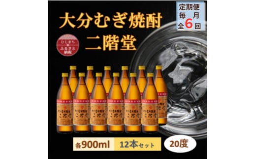 ＜毎月定期便＞大分むぎ焼酎 二階堂 20度 (900ml) 12本セット全6回【4056927】 1506302 - 大分県日出町