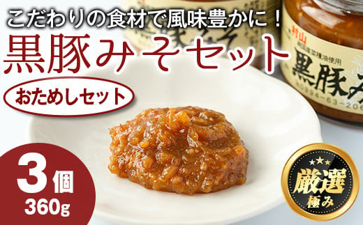 【0091312a】絶品！黒豚みそおためしセット(120g×3個) 味噌 調味料 黒豚味噌 豚味噌【村山製油】