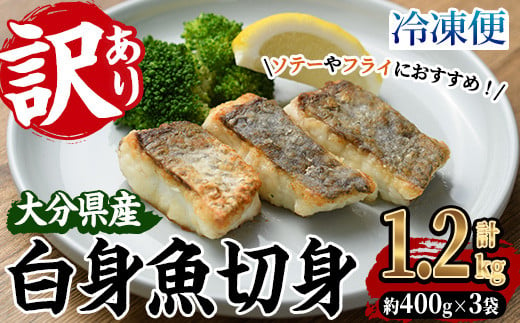 ＜訳あり＞白身魚 切身(計1.2kg・約400g×3袋) にべ 鮸 無塩 小分け 骨取り 簡単調理 冷凍 国産 大分県産 大分県 佐伯市【GO008】【(株)水元】 1508381 - 大分県佐伯市