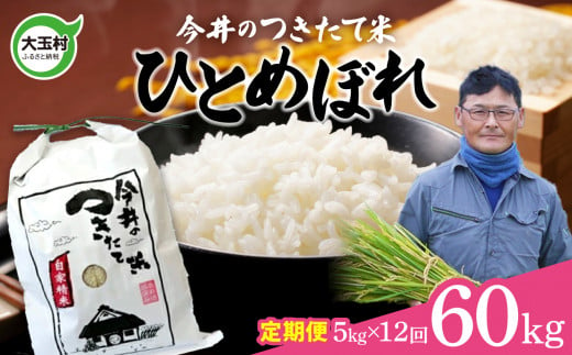 【 令和6年産 新米 】【 今井のつきたて米 】  ひとめぼれ 60ｋｇ （ 毎月 5ｋｇ × 12回 ）【OT08-015-R6】 福島県 大玉村 令和6年 米 今井農園 276966 - 福島県大玉村