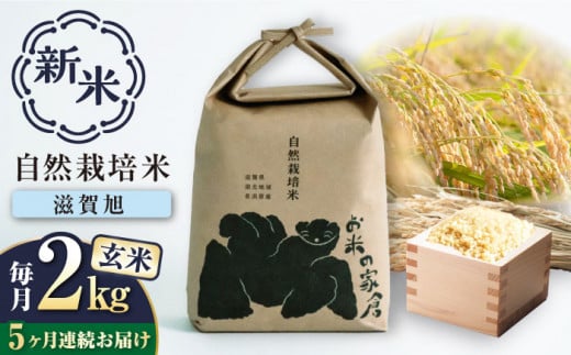 [新米:令和6年産][全5回定期便]自然栽培米 滋賀旭 2kg 玄米 ×5回 滋賀県長浜市/株式会社お米の家倉 [AQCP043] 米 定期便 玄米 新米 2kg