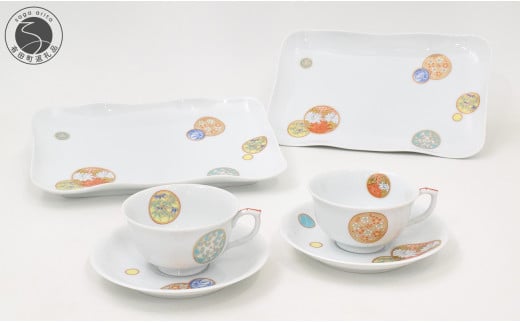 有田焼 寿赤絵 ティーセット[深川製磁]食器 器 うつわ カップ&ソーサー セット 金彩 贈り物 ギフト