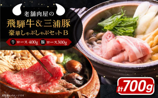 飛騨牛ロース400g 三浦豚ロース300g 豪華しゃぶしゃぶセットB 和牛 国産 霜降り 恵那市 / 岩島屋 [AUAJ026] 730641 - 岐阜県恵那市