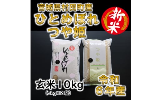 ＜新米＞令和6年産 ひとめぼれ・つや姫 玄米10kg(5kg×2) 食べ比べ 宮城県村田町産【1556063】 1509984 - 宮城県村田町