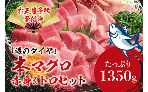 本マグロ（養殖）トロ＆赤身セット 1350g 【12月26日～30日に発送】 高級 クロマグロ  中トロ 中とろ  まぐろ マグロ 鮪 刺身 赤身 柵 じゃばらまぐろ 本マグロ 本鮪 【nks111-sg】 1524875 - 和歌山県すさみ町