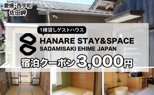 愛媛・西宇和・佐田岬　一棟貸しゲストハウスHANARE Stay&Space佐田岬　ご宿泊クーポン3,000円分 | 旅行 宿泊観光周遊券 宿泊 観光施設 飲食店 お土産 1505170 - 愛媛県伊方町