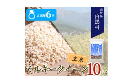 ＜毎月定期便＞長野県白馬村産ミルキークイーン＜玄米＞10kg全6回【4057901】 1511837 - 長野県白馬村