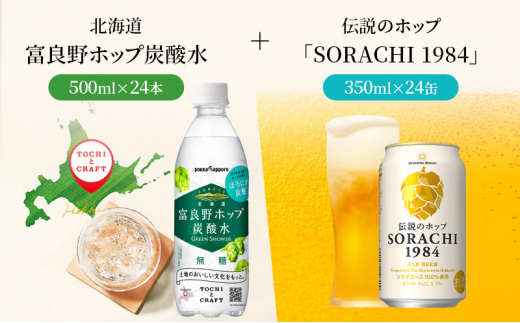 炭酸水 500ml × 24本 北海道富良野ホップ炭酸水+ビール SORACHI1984 350ml × 24缶 グリーンシャワー ポッカサッポロ 無糖 北海道富良野ホップ ペットボトル 炭酸飲料 炭酸 ソーダ ソーダ水 飲み物 飲料 ドリンク 上富良野町発祥! 伝説のホップ ソラチエース ソラチ sorachi ソラチ1984 サッポロビール サッポロ 地ビール お酒 酒 アルコール (有)リカーショップかまだ 北海道 上富良野町