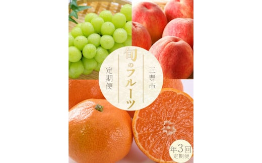 M160-0036_フルーツ定期便 3回 三豊の桃 2kg 特大シャインマスカット 800g 石地みかん 2.5kg[配送不可地域:北海道・沖縄県・離島]