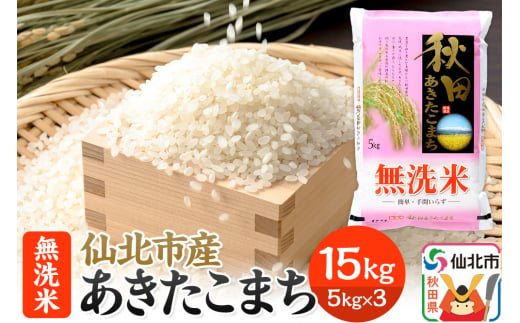 【無洗米】秋田の米どころ 仙北市産 あきたこまち 15kg 令和6年産