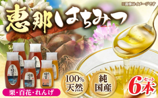 岐阜県恵那市のふるさと納税 恵那蜂蜜 6本セット (蓮華蜂蜜300g×2本、百花蜂蜜300g・500g×各1本、栗蜂蜜500g×2本) 国産 はちみつ 岐阜 恵那市 / はち工房こうけつ [AUDF008]