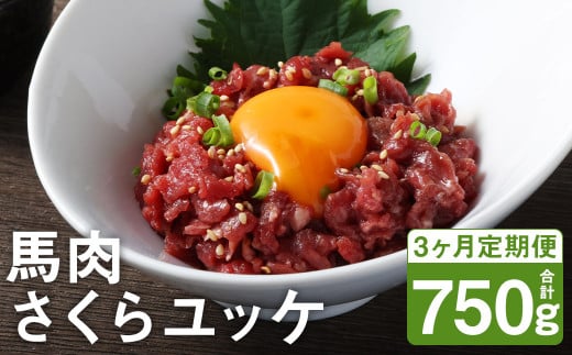 【3ヶ月定期便】 馬肉 さくらユッケ 250g（50g×5パック）×3回 お肉 肉 ユッケ 赤身 馬刺し 馬刺 馬ユッケ 定期 小分け カット 冷凍 1412627 - 熊本県菊池市