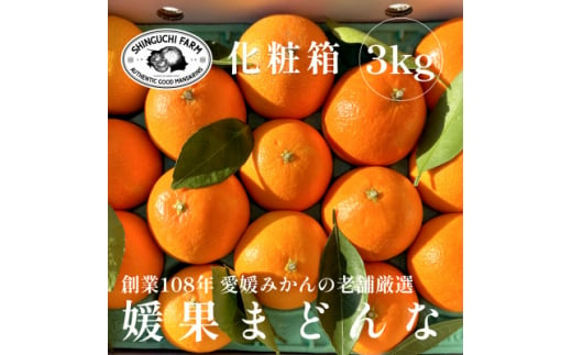 創業百八年愛媛みかんの老舗＜媛果まどんな3kg＞化粧箱＜新口農園厳選＞＜E70-44＞【1537310】 1449997 - 愛媛県八幡浜市