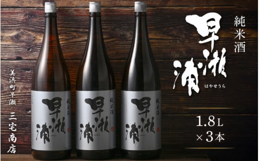 【早瀬浦】純米酒 1800ml × 3本【日本酒 地酒 福井 美浜 早瀬 フルーティ 男酒 硬水 ミネラル 希少 ご褒美 家飲み】[m16-c010] 972768 - 福井県美浜町