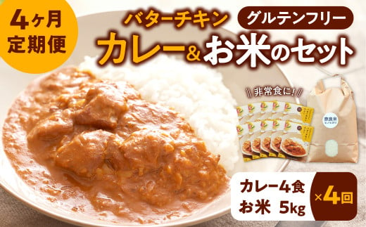 新米 令和6年産 定期 お米ヒノヒカリ5kg＋カレー4袋 ×4回コース 96-001 860466 - 奈良県奈良市