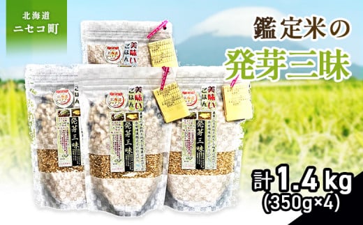 【薬膳ご飯】【有機肥料/無農薬・無化学肥料･備蓄用】鑑定米の発芽三昧1.4kg（350g×4）()水田環境鑑定・米食味鑑定士鑑定米【Yesclean加工品部門認定品】【3111101】 947562 - 北海道ニセコ町