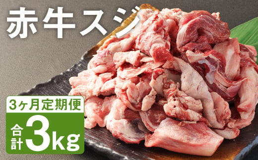 【3ヶ月定期便】 赤牛 スジ 1kg×1パック×3回 牛肉 肉 あか牛 牛スジ 牛すじ 煮込み カレー 熊本県産 冷凍 1412639 - 熊本県菊池市