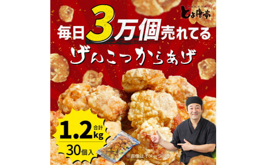 博多とよ唐亭 げんこつからあげ 1.2kg 30個 鶏肉 もも 骨なし から揚げ 唐揚げ からあげ 福岡名物 博多 博多名物 BF001 1502989 - 福岡県粕屋町