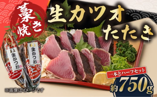 藁焼き 生カツオたたき一本とハーフセット (冷蔵) 約750g 4.5人6人前 【土佐黒潮水産】 [ATCQ004] 452098 - 高知県高知市